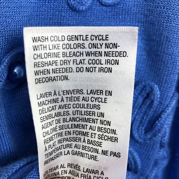 Charter Club Vtg Y2K Knit Cardigan Sweater Small Soutache Trim Baubles Blue - Picture 9 of 9